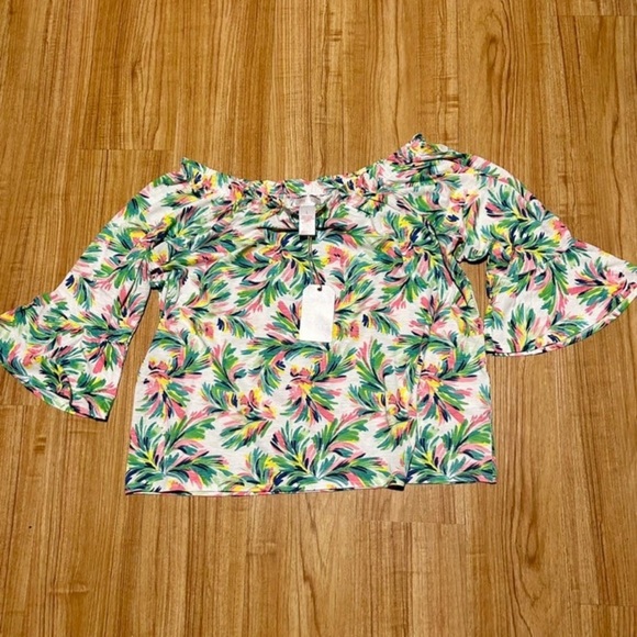 NWT STELLA PARKER Off The Shoulder Floral Top LARGE Retails $38 - Picture 5 of 9